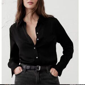 NWT Banana Republic Factory Silky Classic Shirt Black size small
